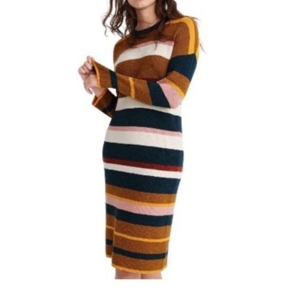 Madewell Dresses & Skirts - Madewell Long Sleeve Stripe Sweater Dress S NWT